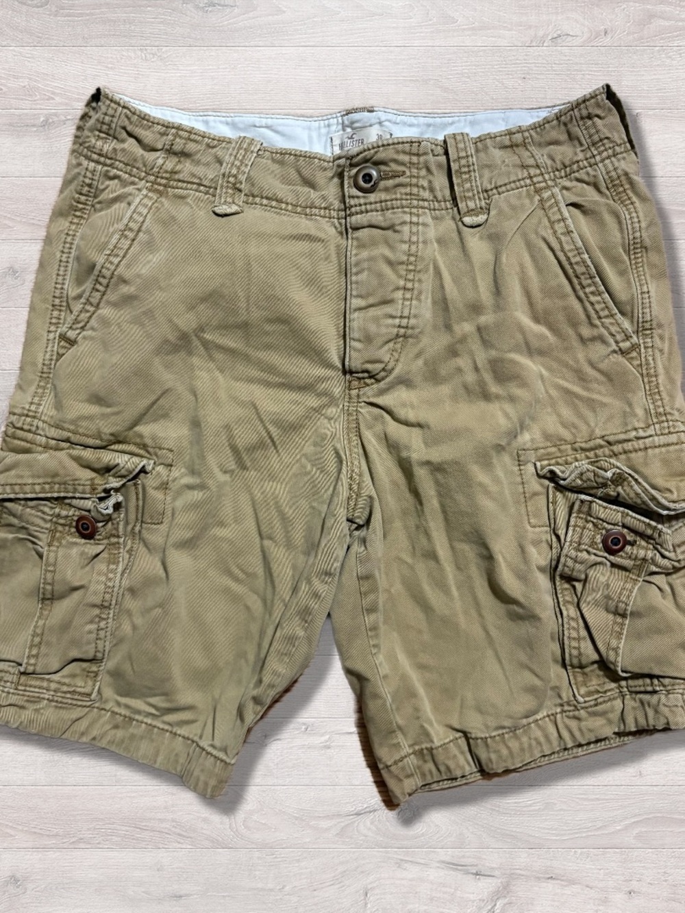 Y2K 2000s Hollister Khaki Tan Cargo Shorts Men’s Preppy 30